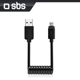 sbs USB轉Micro USB 螺旋傳輸線黑色